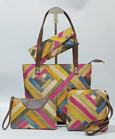 Stylish Women Rexine Casual Handbag Combo Set