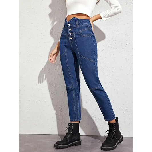 Women's Denim V-Cut High Rise Stretchable Cropped Jeans