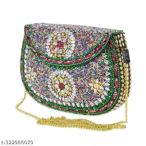 PARATO Premium Designer Metal Clutch / Sling Bag / Party bag /Handbags  For Women and Girls| New Design Party Clutch Bag |High Quality Handbag For Ladies | Top Quility Bags | Party wear Handbag/ Shoulder Bag