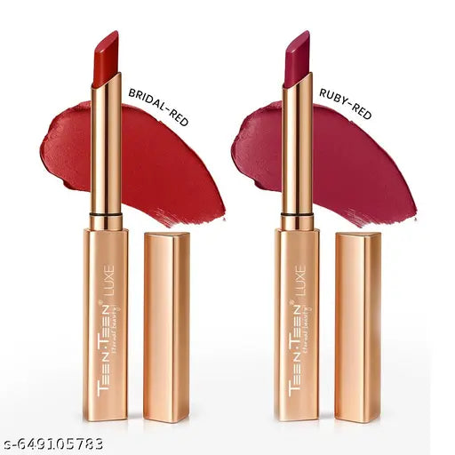 TEEN TEEN Luxe Matte 12Hrs Long Lasting Lipstick, Bridal-Red ,Ruby-Red,  3gm