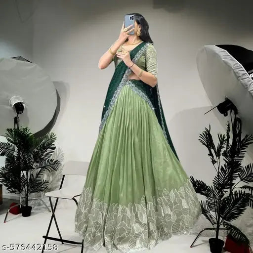 Tendykart Stylish Designer Thread Lehenga With Heavy & Fancy Sequence Work And coding work With Worked Blouse (Unstitched) traditional wear