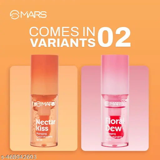 MARS Plumping Color Changing Lip Protector Oil (4.8ml) (FLORAL DEW) | Enriched with Olive Fruit Oil, Jojoba Oil, Hippophae Fruit Oil