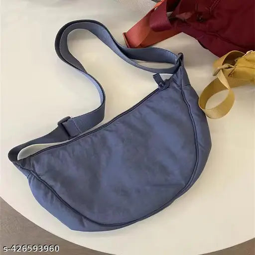 GLOSSY Crescent Bag Half-moon Shaped Crossbody Shoulder Bag with Adjustable Strap for Women Men School Sport Travel