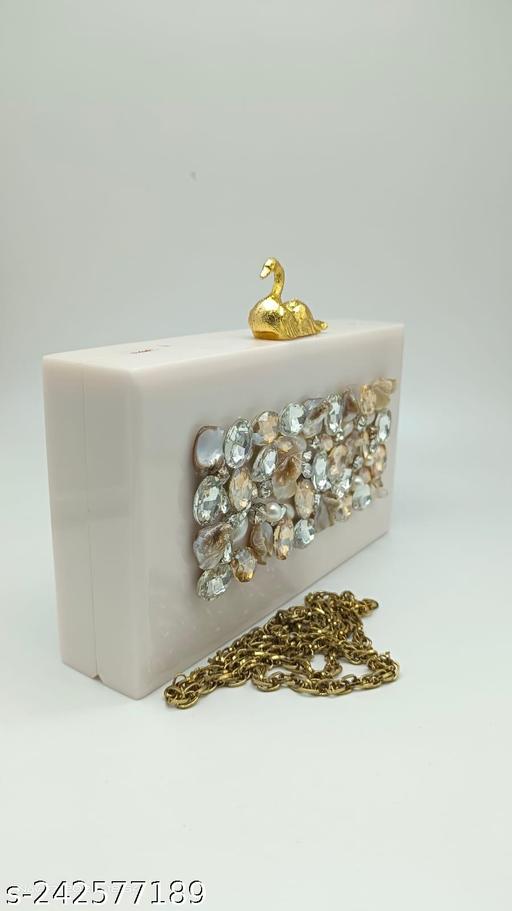 BEST INDIAN HANDICRAFT Best Design Heavy Studded and Patch done on Clutch for Party Look Resin Clutches (Free size)