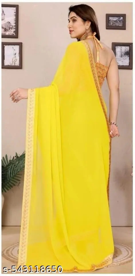 Women's soft Georgette Printed saree with Banglory blouse piece