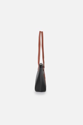 Women Black Patterned Casual Handbag