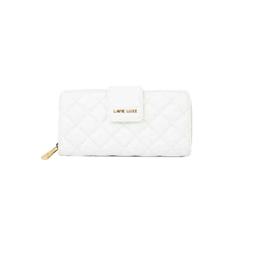 Lavie Zipper Diamond PU Women's Casual Wear Wallet (White, Large)