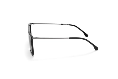 Lee Cooper Double-Bridge Square Sunglasses for Men with Dark Grey Polarized TAC Lenses, Black Acetate Full-Rim Frame, Double-Bridge Design and Metal Temples - LCM10038C1