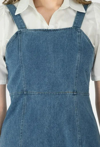 Short Denim Dress With Shirt