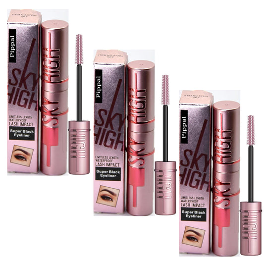 Pippal Sky High Eyeliner 3 Pcs with Mascara Ultra Volume Up Volumizing Mascara for Bold And Dramatic Lashes Long Lasting Waterproof 10Gm (Pack of 3)