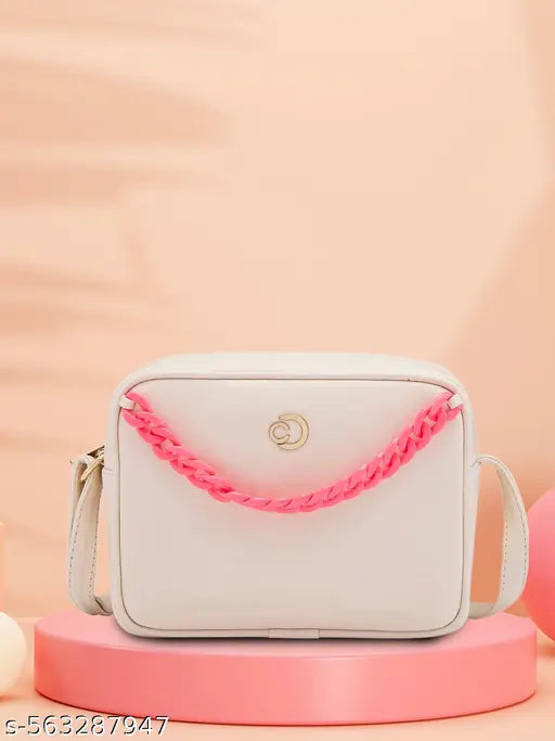 Caprese Perline Sling Bag for Women with Adjustable Strap, Versatile Handbag for Everyday Use, Travel, and Special Occasions (Medium, Beige)