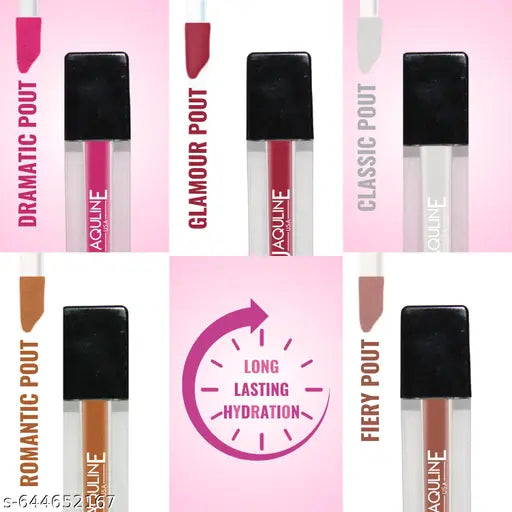 Jaquline USA Glossy Pout, Lip Gloss, Long Lasting Hydration, Moisturizes Lips, Smooth Texture, Pack of 5- 1.2ml each
