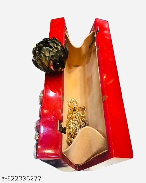 BEST INDIAN HANDICRAFT Resin clutch bag Red color crystal stone and resin Clutch for women and Girls