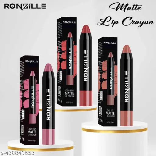 Ronzille  Lip Crayon |12-Hour Stay | Highly Matte Finish | Pigmented | Lipstick for Women | Smudge-Proof Lipstick | Retractable Lip Crayon | Transferproof Lipstick