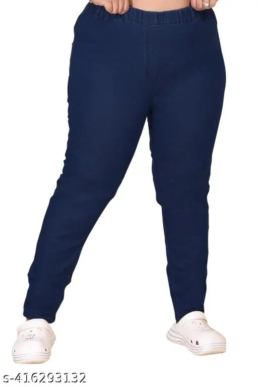 Plus Size Premium Quality Blue Color Denim Jeggings.