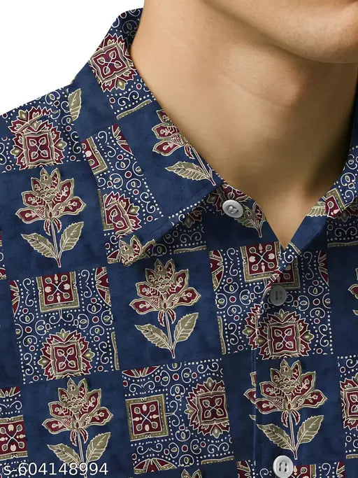 BULLMER Trendy Regular Fit Cotton Blend Printed Casual Half Sleeve Shirt for Men | Stylish Mens Casual Shirts | Shirts for Men