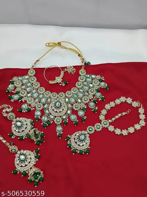 STYLISH KUNDAN CHOKER WEDDING PARTY TRADITIONAL BRIDAL NECKLACE JEWELLERY SET FOR WOMEN