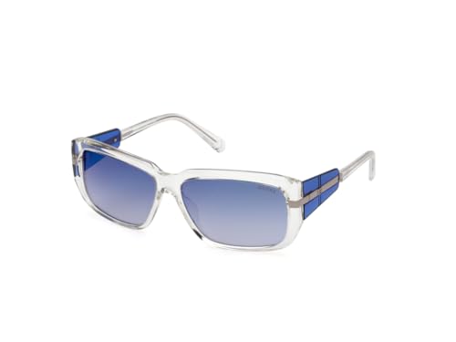 Guess 100% UV protecetd | Mirrored | Large | Full Rim | Rectangular | Frame: White | Lens: Blue