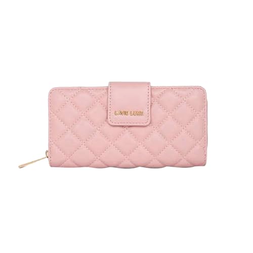 Lavie Zipper Diamond PU Women's Casual Wear Wallet (Pink, Large)