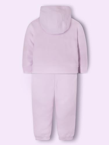 Cherry Crumble Lilac Solid Polyester Hooded Applique with Embroidery Girls Winter Sweatshirt Set