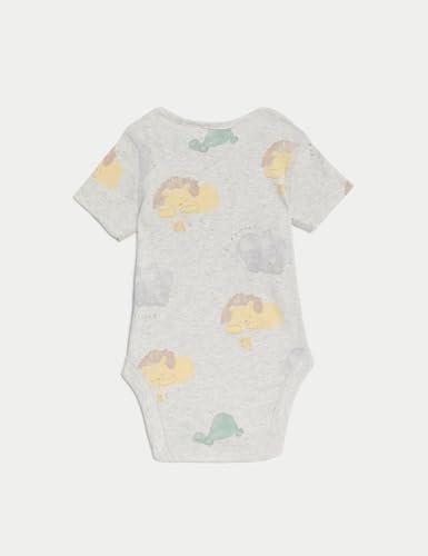 Marks & Spencer 3pk Pure Cotton Lion Bodysuits (0-3 Years) Grey Mix