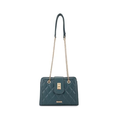 Fastrack Quilted Shoulder Bag | Faux-Leather Women's Handbag | Adjustable Strap with Flap Lock & Gold Hardware