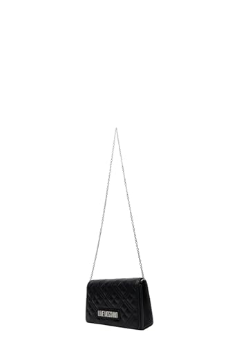 Love Moschino Quilled PU Bag Black + Galv.Nickel