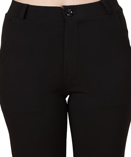 FITHUB Women's Stylish High-Waist Bootcut Trousers Black