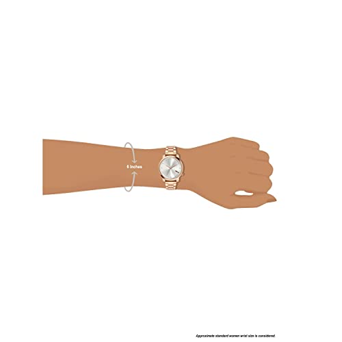 Helix by Timex Analog Watch for Women with Silver Round Dial & Rose Gold Stainless Steel Bracelet Band Water Resistant Women's Wrist Watches - TW032HL34