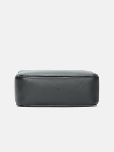 Solid Black Polyurethane Sling Bag