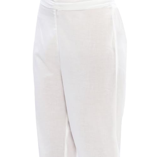 BIBA Women Off-white-Blue Cotton Straight Suit Set_38