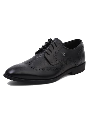 Monte Carlo Mens Black Solid Leather Slip On Compamporary Brogue Shoes - 201856FW-1-11