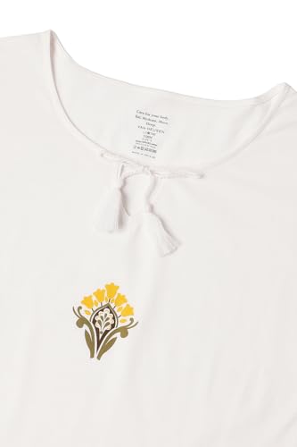 Van Heusen Women Round Neck Lounge T-Shirt and Shorts Set - Cotton - Short Sleeves,Elasticized Waistband_Lilly White_XXL