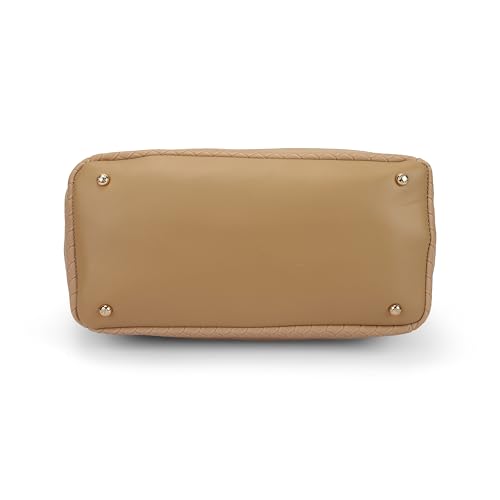 Mochi Women's Beige Elegant Shoulder Bag with Buckle Strap(66-711)