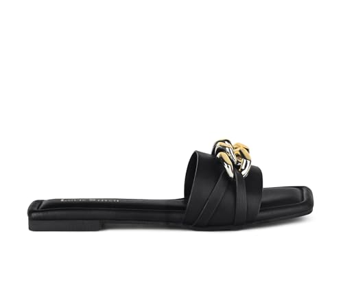 LOUIS STITCH Women’s One strap Flat Sandals | Open Toe Black Comfortable Sandal | LSOF-FI05-SLBSJB | UK-5