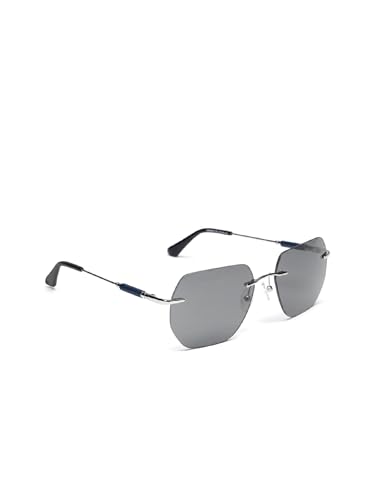Carlton London Men Premium Polarised UV Protected Blue Lens Silver Toned Rimless Sunglasses