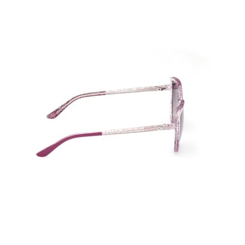 Guess sunglasses| 100% UV protected | Gradient | Full Rim | Cat Eye | Women | Large | Shiny purple-Shiny Silver Glitter Polycarbonate Frame | Smoke Gradient Lens