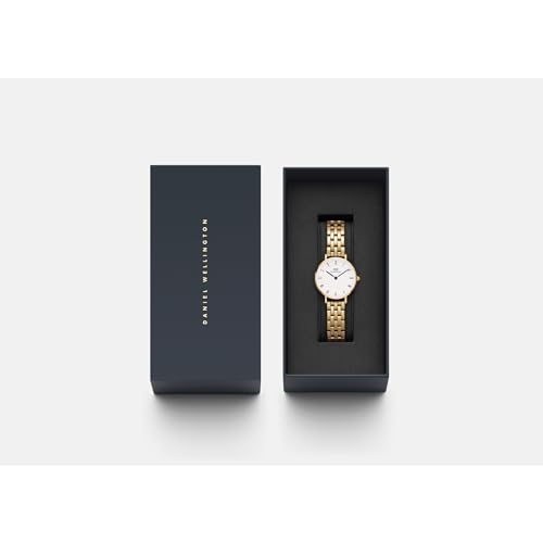 Daniel Wellington Petite Analog Watch for Women with White Round Dial & Gold Stainless Steel Bracelet Band Water Resistant Women's Wrist Watches - DW00100682K