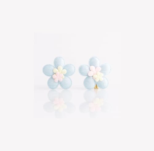 Tresneria Round Mint Blue Bear Sunglasses with Blue Flower Hair Clips | Stylish Kids Combo for Summer, Travel & Birthday Gifts Set of 2