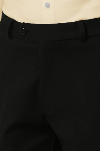 Peter England Men's Premium Formal Stretchable Knit Super Slim Fit Mid Rise Trouser | Comfort Lycra | 360-Degree Stretch Jet Black, 32