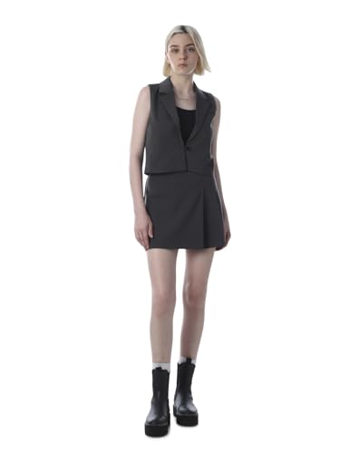 ONLY Women's Solid Tailored Fit Black Waistcoat