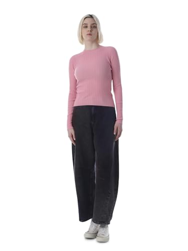 ONLY Women's Solid Slim Fit Pink Sweater