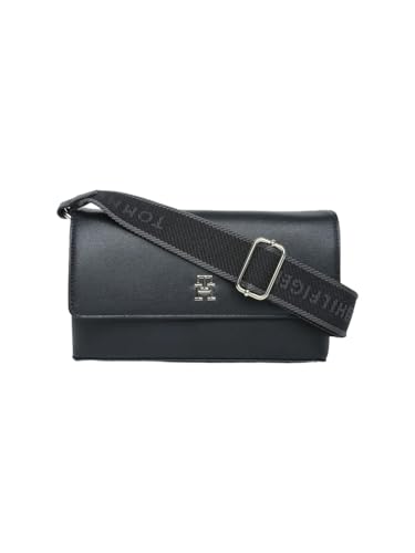 Solid Black Polyurethane Sling Bag