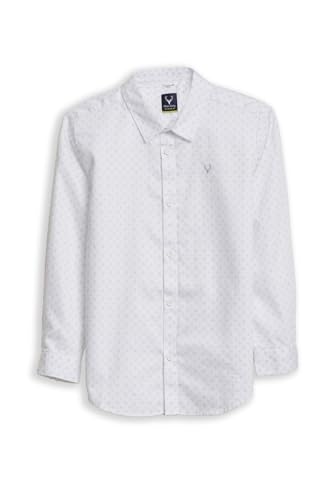 Boys White Print Casual Shirt