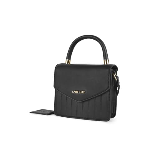 Lavie Aura Synthetic Zipper Closure Women's Sling Bag (BLACK, SMALL)