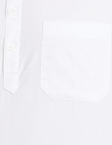 Amazon Brand - Symbol Men's 100% Cotton Regular Fit Casual Shirt (Kurta Placket Style) White L