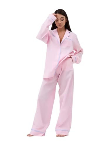 100% Cotton Lounge Set for Women | Coord Set | Nightdress | Relaxed Fit | Sizes XS to 3XL | Bella Babe Luxury Nightsuits (Pink, M)