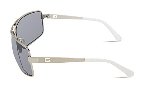 GUESS Men's Wrapped Navigator Pilot Sunglasses, Shiny Light Nickeltin, 68mm