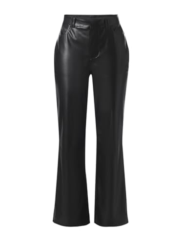 ONLY Women's Solid Straight Fit Mid-Rise Black Pants