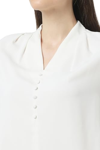 Van Heusen Women's Solid Regular Fit Blouse (VWTSCRGPF31771_White